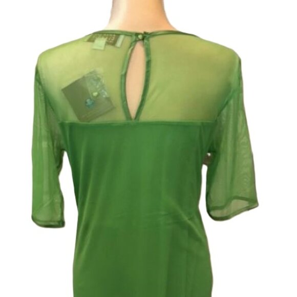 Badgley Mischka Green Sheer Lace Tiered Sequins Cocktail Dress LARGE NWT $145 - Picture 8 of 8